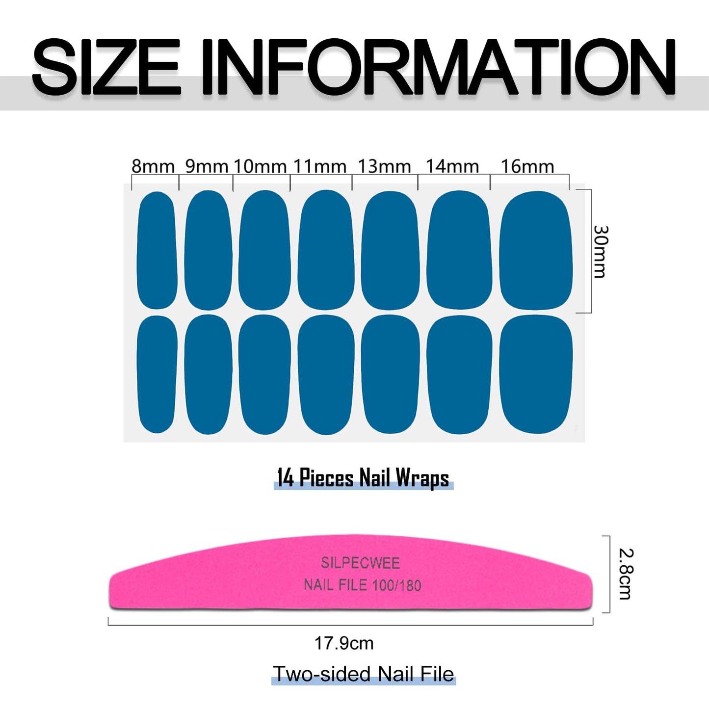 SILPECWEE 20 Sheets Nail Wraps Solid Color Nail Polish Stickers Adhesive Nail Polish Strips for Women Gel Nail Strips Stick On Nails for Women Manicure Design with Nail File
