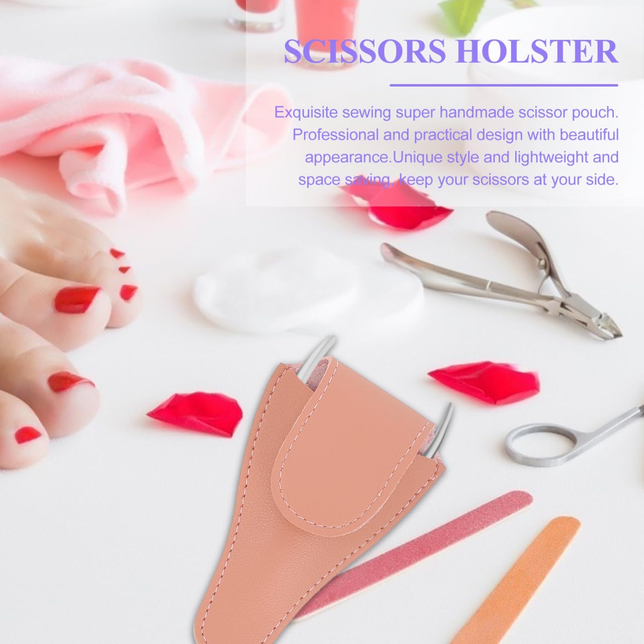 Housoutil Nail Scissor Pouch 3 Pack with Buckle Closure Protective Storage Cover for Cuticle Scissors Grooming Shears Portable Pedicure Tool Bag 4.33X2.75X0.98In
