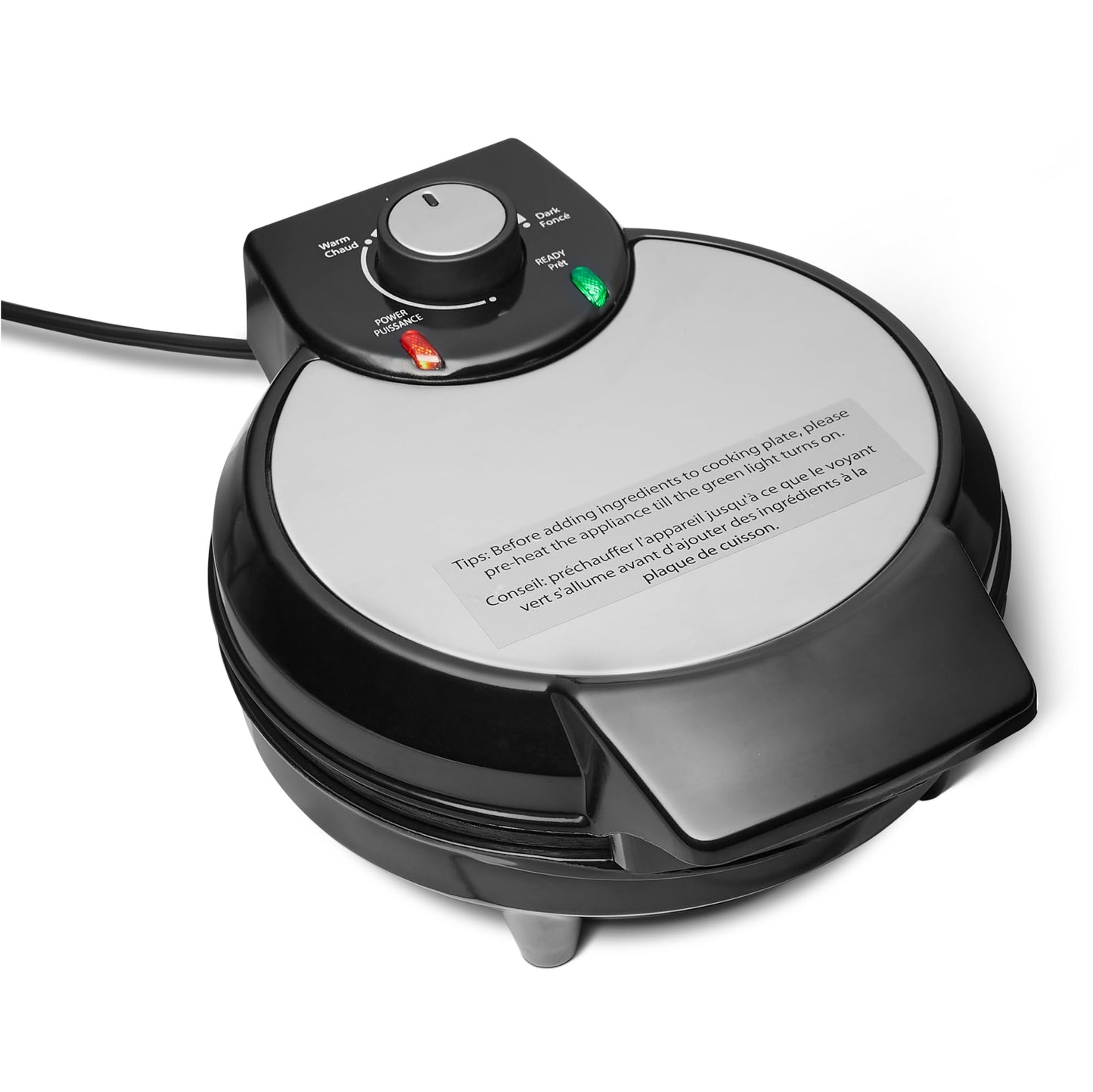Amazon Basics Waffle Iron, Mini Belgian Waffle Maker with Round 8-Inch Ceramic Nonstick Plate, Adjustable Browning Control, Cool Touch Handle, Vertical Storage, 8 Inches, Black