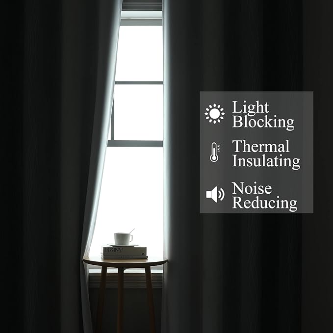 Estelar Textiler Grey and Greyish White Blackout Curtains 45 Inch Length, Light Blocking Gradient Drapes for Kitchen, Thermal Insulated Grommet Ombre Curtains for Bathroom,42Wx45L,2 Panels