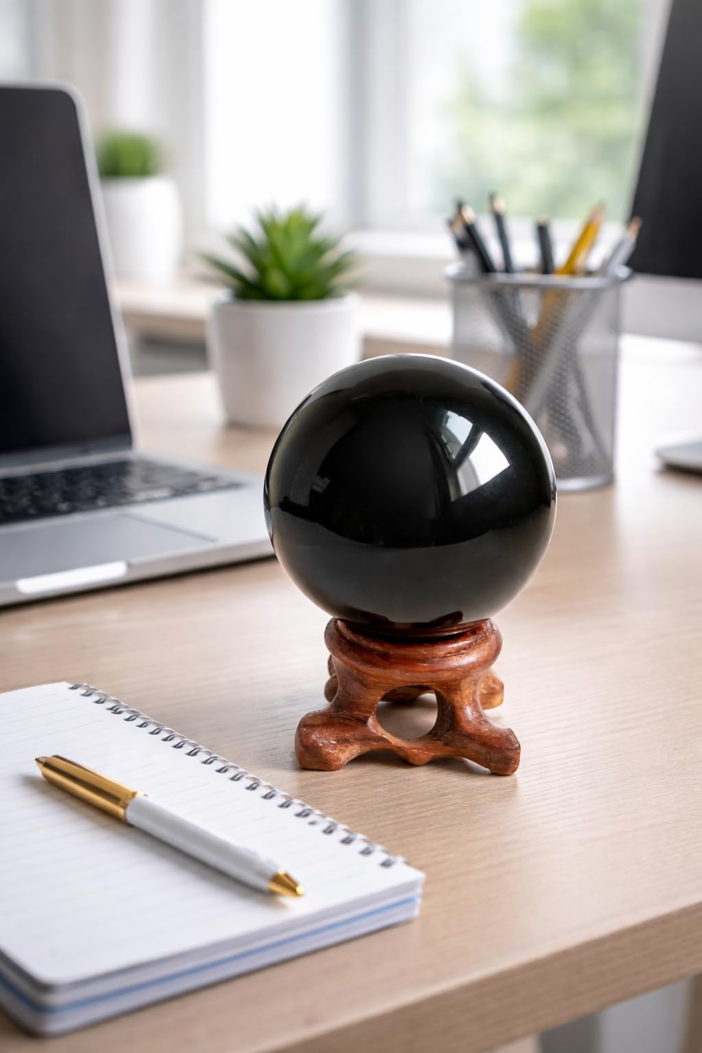 Mina Heal Black Obsidian Sphere for Meditation, Feng Shui, and Divination – Authentic Obsidian Crystal Ball for Protection and Energy Cleansing