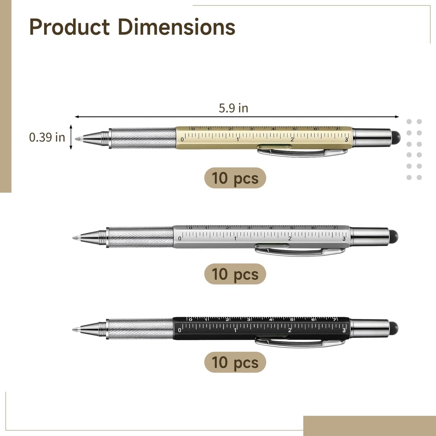 Multi Tool Pens, 30 Pcs Multitool Pens with Refills, 6 in 1 Multi-tool Pen Set with Ruler, Level Gauge, Ballpoint, Stylus, Screwdriver and Slotted Screwdriver for Men Fathers Day, Birthday Gifts