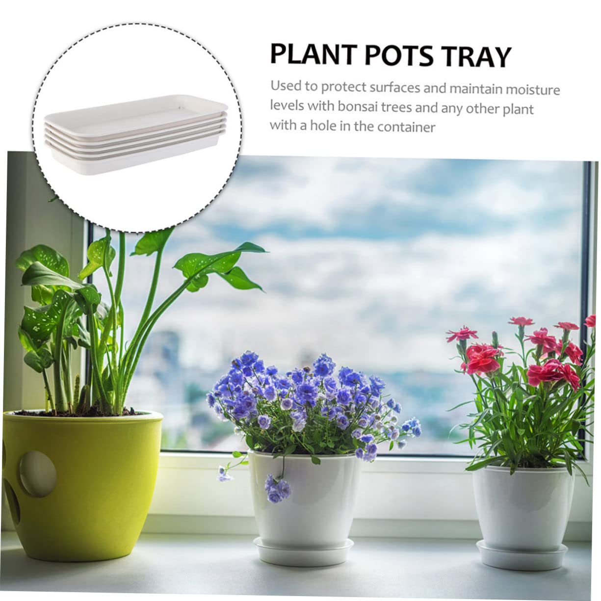 BESPORTBLE Planter Tray: 4pcs Plastic Plant Saucer, Rectangular Planter Pot Saucers, Plant Trays Rectangle Square Pans