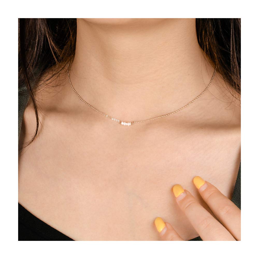 Dainty Layering Simulated Pearls Necklace Circle Necklace Simple Delicate Handmade Y Pendant Necklaces for Women