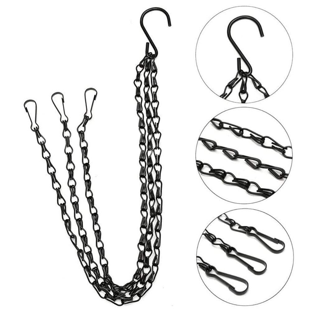 Asekonc 4Pack - 20 Inch Black Hanging Basket Chains Flower Plant Pot Replacement Chain Hanger for Bird Feeders, Planters, Lanterns and Ornaments