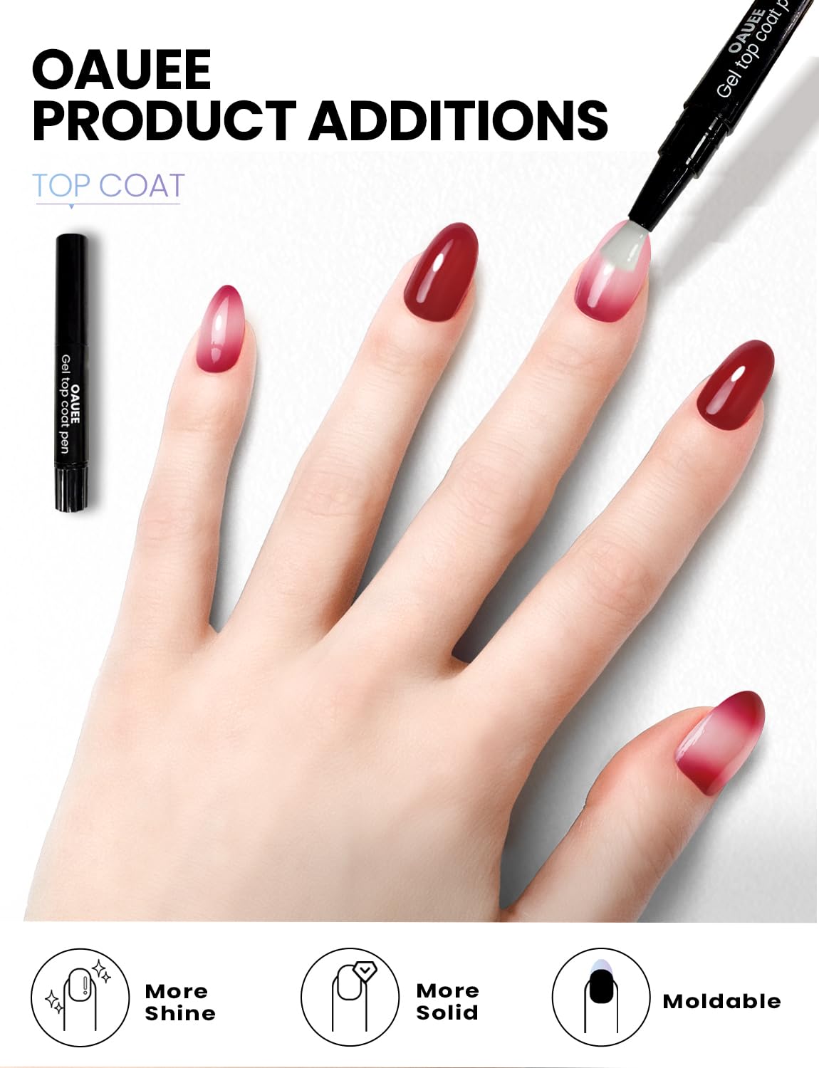 Oauee Semi Cured Gel Nail Strips | Built-In Gel Top Coat | UV Light Required | Salon Quality, Easy Application And Removal (Velvet Rouge Reverie ）