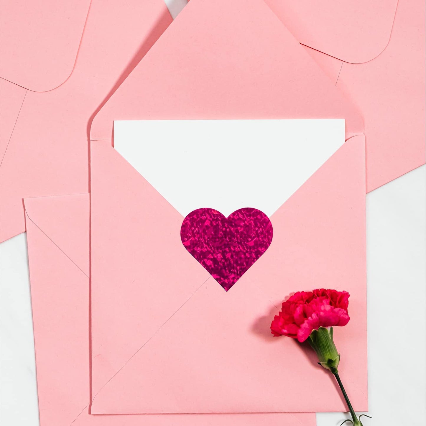 1.5" Glitter Red Heart Stickers and 1.5" Glitter Pink Heart Stickers, 2 Roll 1000 Piece