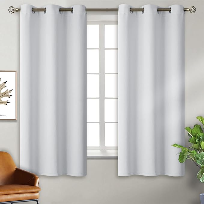 BGment Room Darkening Curtains 63 Inches Long - Grommet Thermal Insulated Drapes Window Treatment Curtains for Bedroom, 2 Panels, 38 x 63 Inch, Greyish White