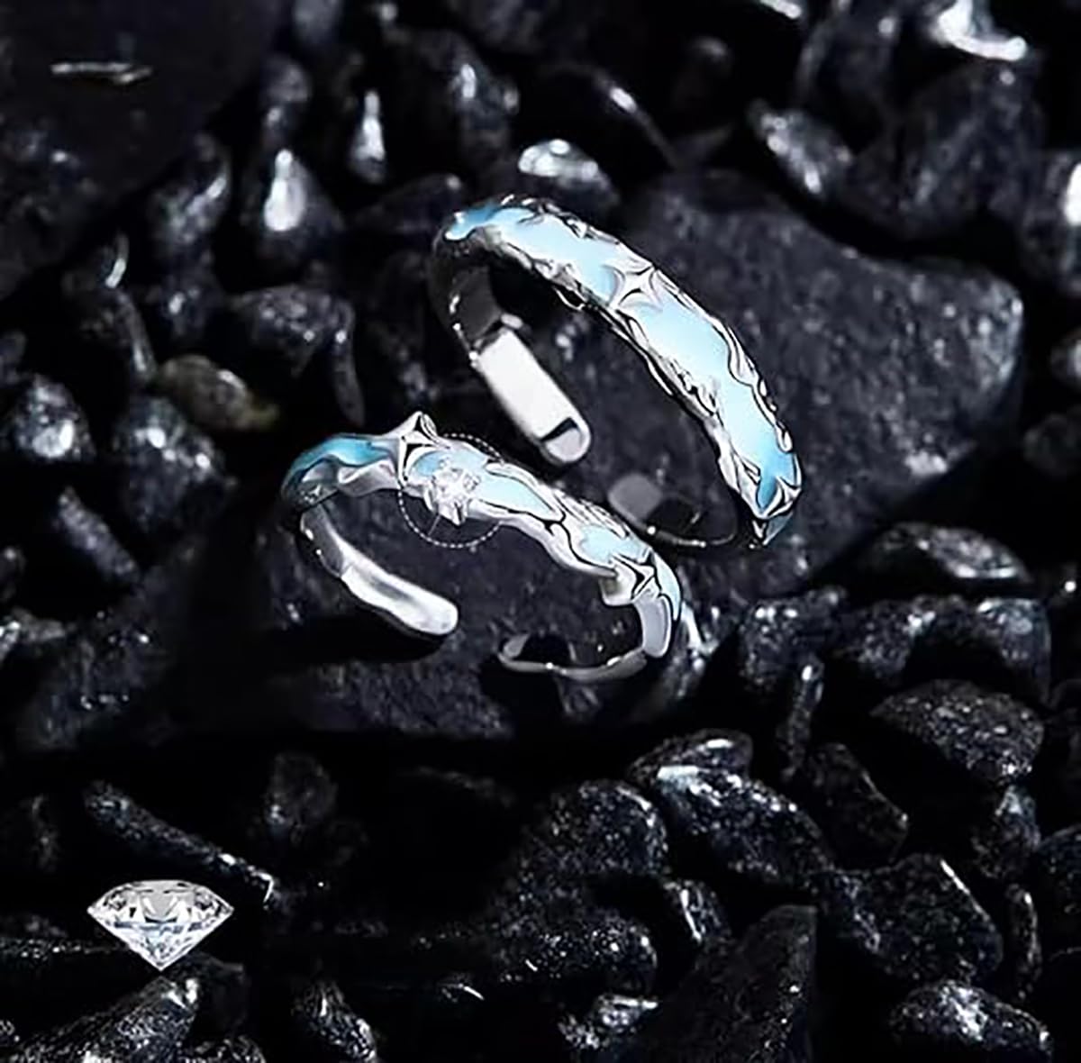 IMMUNOTRAX Magnetic Therapy Luminous Titanium Ion Adjustable Ring - Lymphatic Magtherapy Luminous Jewelry for Couples,Glow-in-Dark Wellness Ring Gift for Men/Women (B For Man)