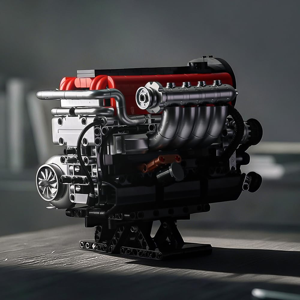 KMS 4G63 Engine Model Kit to Build, 1008 Pcs JDM Legend Car Engine Building Blocks Set for Adults, Miniature 4-Cylinder Turbo Motor Assembly Mechanic Display, Unique Gifts for Men and Teens