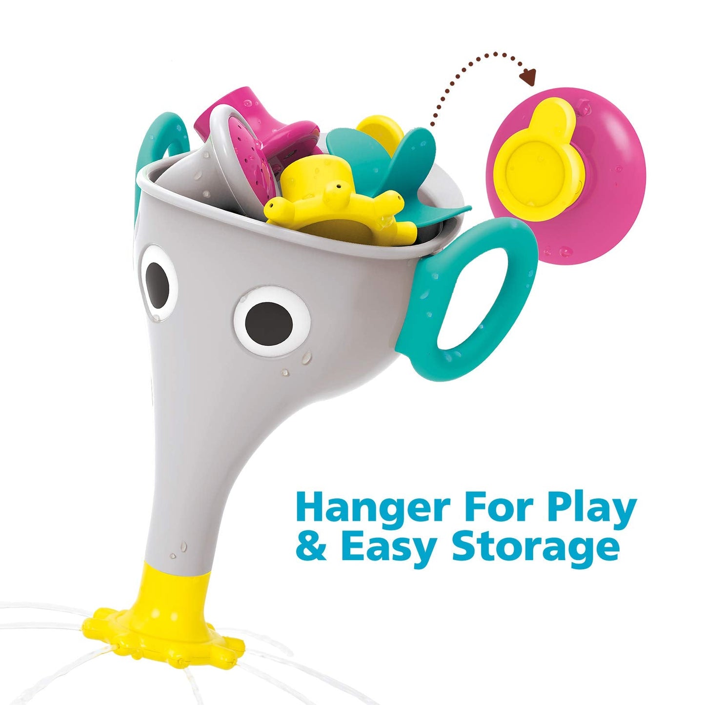 Yookidoo Elephant Trunk Funnel Baby Bath Toy - FunEleFun Fill ‘N’ Sprinkle - Fun and Imaginative Play with 3 Interchangeable Trunk Accessories for Ages 18m+ (Grey)