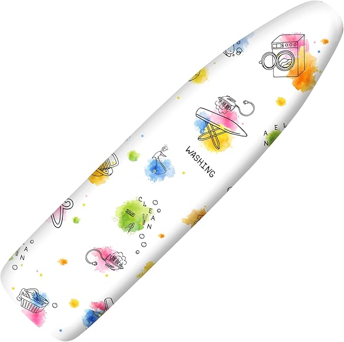 Extra Thick Ironing Board Cover and Pad, 15x54 Ironing Board Cover, Resist Scorching and Staining,Elastic Edges,Art of Life Iron Sew Laundry Watercolor
