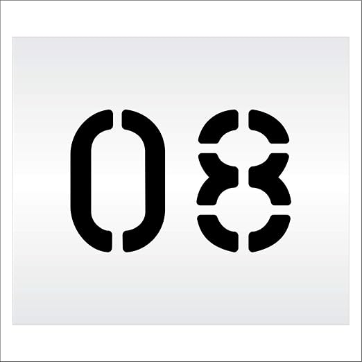 Pavement, Curb, and WheelStop Stencils - 6 inch Double Number Stencil - (08) - 6" x 9" x 1/8" (128 mil) - Pro-Grade