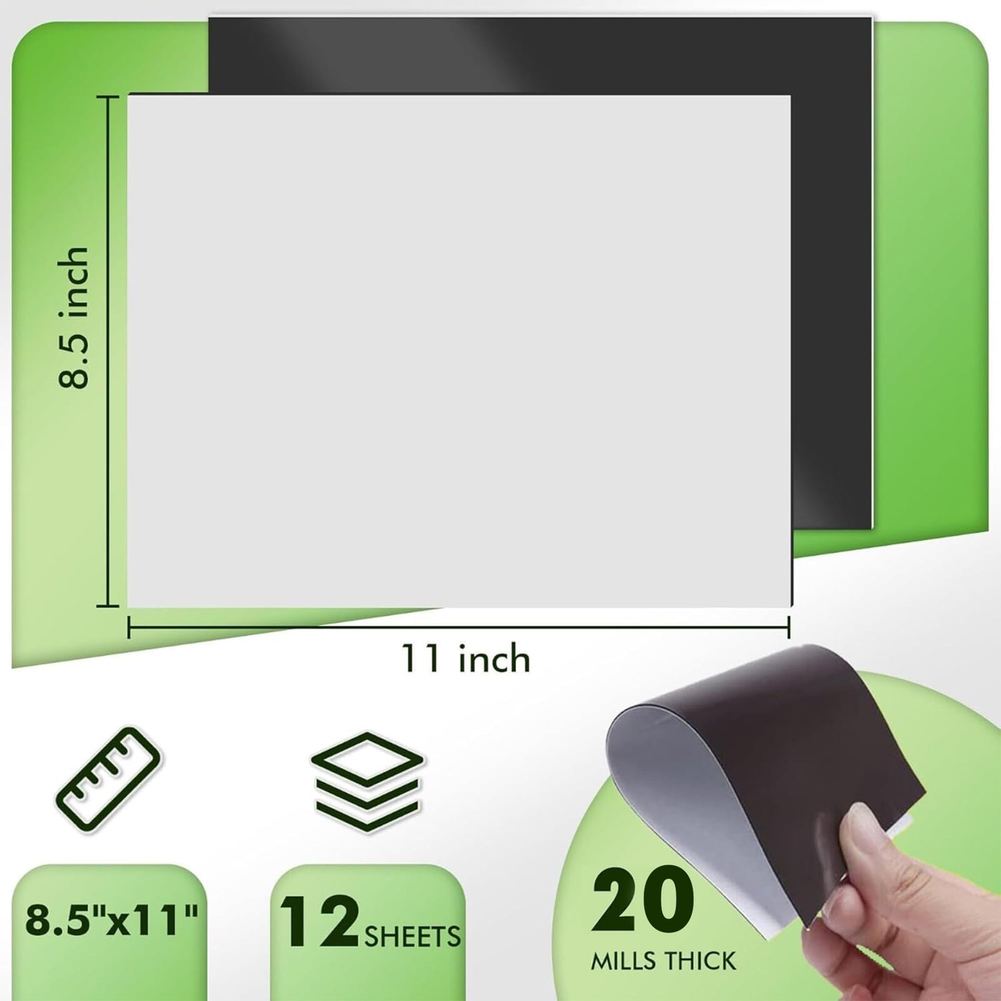 STONE CITY Magnetic Sheets 8.5x11 Inch, 12 Pack Magnet Sheets with Adhesive, Cuttable and Flexible for Crafts, Photos, Fridge