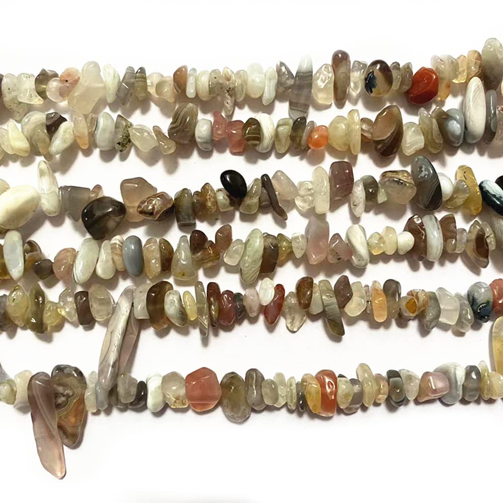 PLTbeads 7-8mm Natural Botswana Agate Gemstone Chips Beads Healing Crystals Waist Bracelets Necklace Kit Irregular Stone DIY Crafts Design Jewelry Making