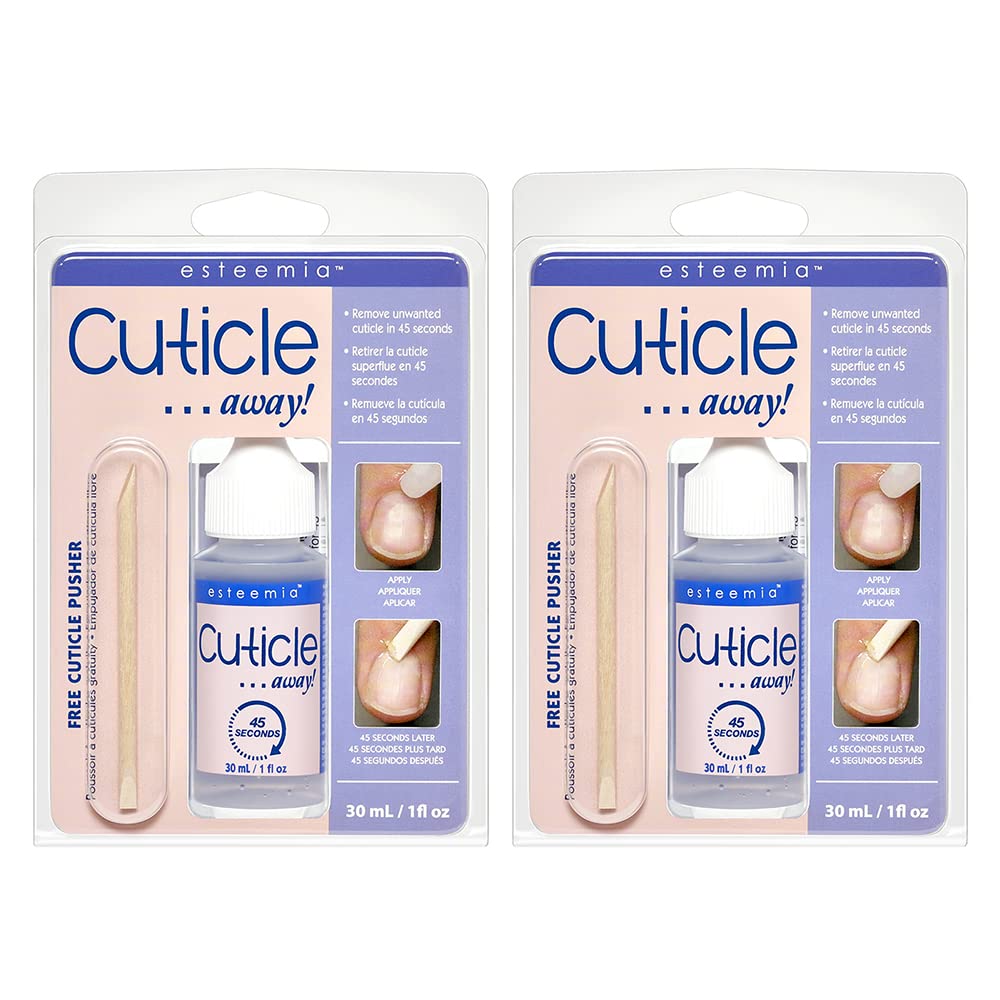 ProLinc Esteemia Cuticle Remover with Free Cuticle Pusher – Fast 45-Second Cuticle Softener & Remover for Manicure & Pedicure, 1oz, 2 Pack