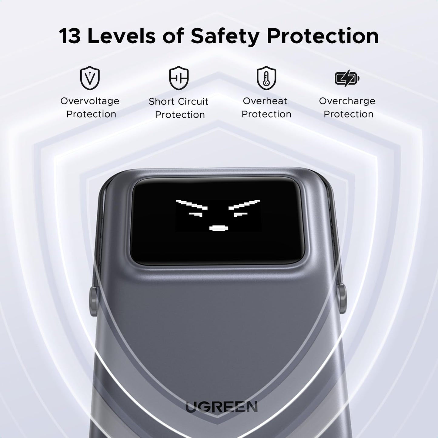 UGREEN Uno Magnetic Power Bank, Wireless Portable Charger, 20W Fast Charging Battery Pack with Foldable Stand and TFT Display 5000mAh for iPhone 17/17 Air/17 Pro/17 Pro Max/16/15/14/13 Series, Black