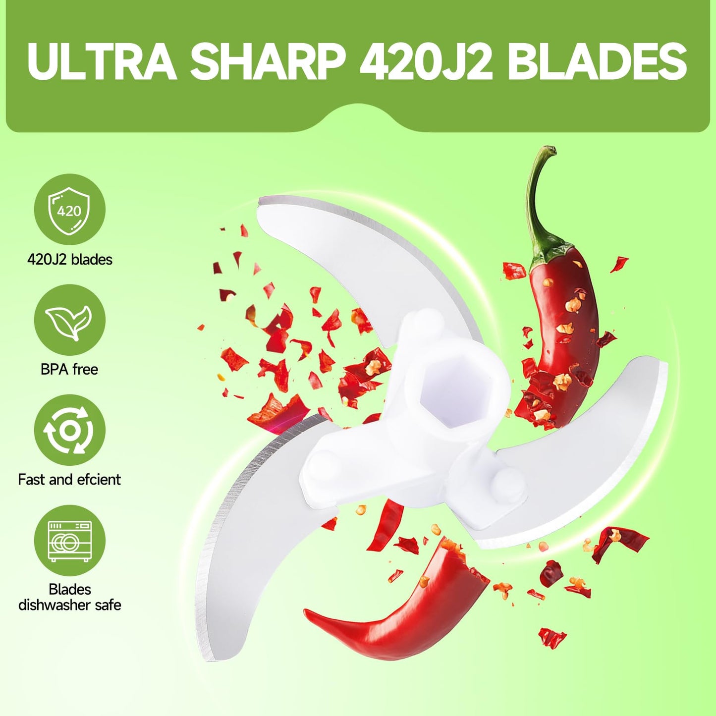 Ziweaye Manual Food Processor Vegetable Chopper, Portable Hand Pull String Garlic Mincer Onion Cutter for Veggies, Ginger, Fruits, Nuts, Herbs, etc., 500ml,（Gray-green）