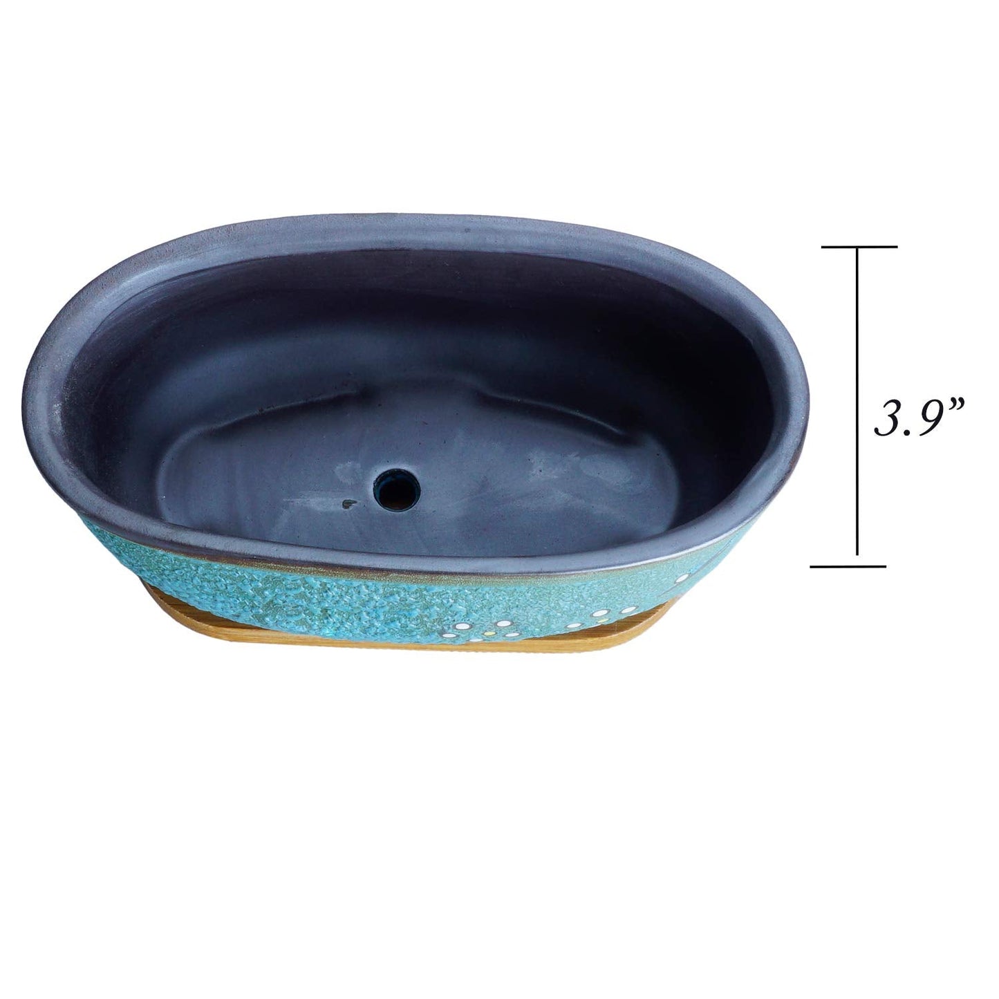 ARTKETTY Succulent Pots, 7.9" Rectangle Succulent Planters with Drainage Tray, Shallow Planters for Indoor Plants Ceramic Cactus Pots Bonsai Flower Plant Container for Home Windowsill Decor