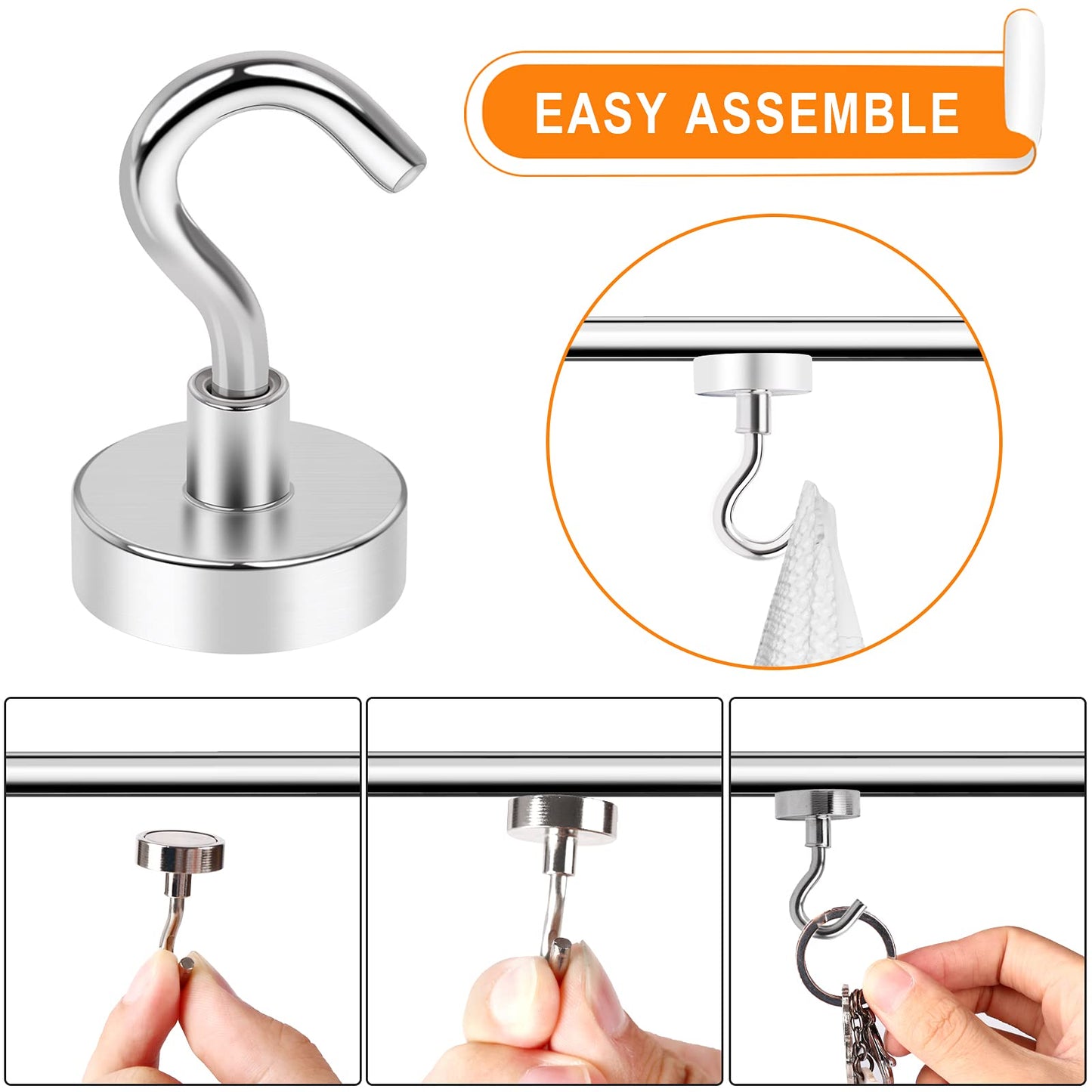 MIKEDE Black Magnetic Hooks 30LB Heavy Duty Magnet Hooks for Cruise Cabins Strong Magnets Neodymium with Hooks for Outdoor Hanging Brackets Refrigerator Locker Decoration Workplace -35Pack