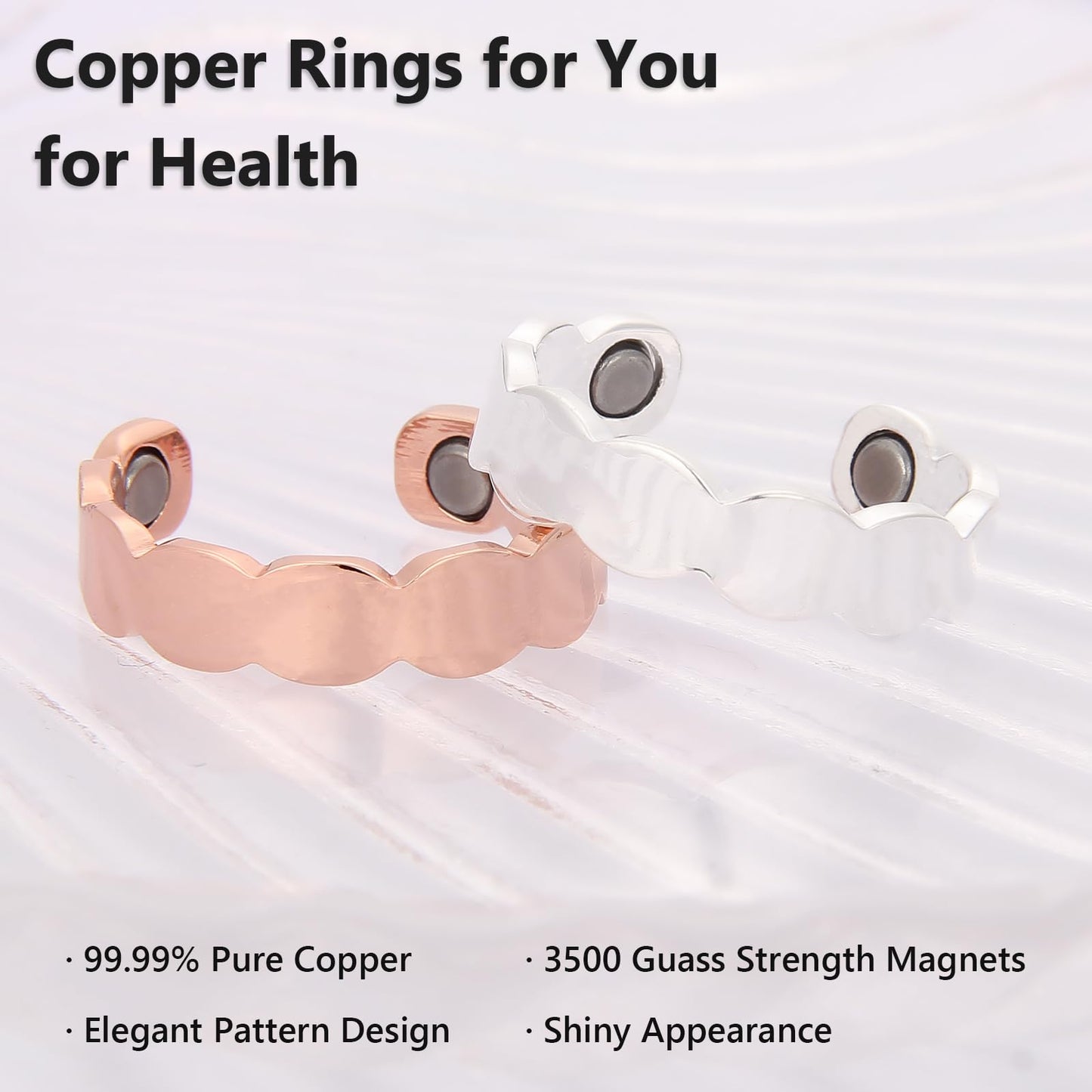 BioMag Lymphatic Drainage Copper Ring for Women, 99.99% Pure Copper Healing Magnetic Therapy Rings, Gifts for Women