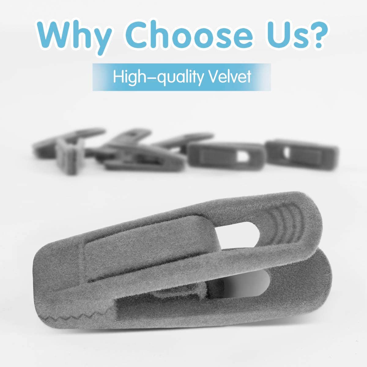 Grey Hanger Clips for Velvet Hangers (40 Count)