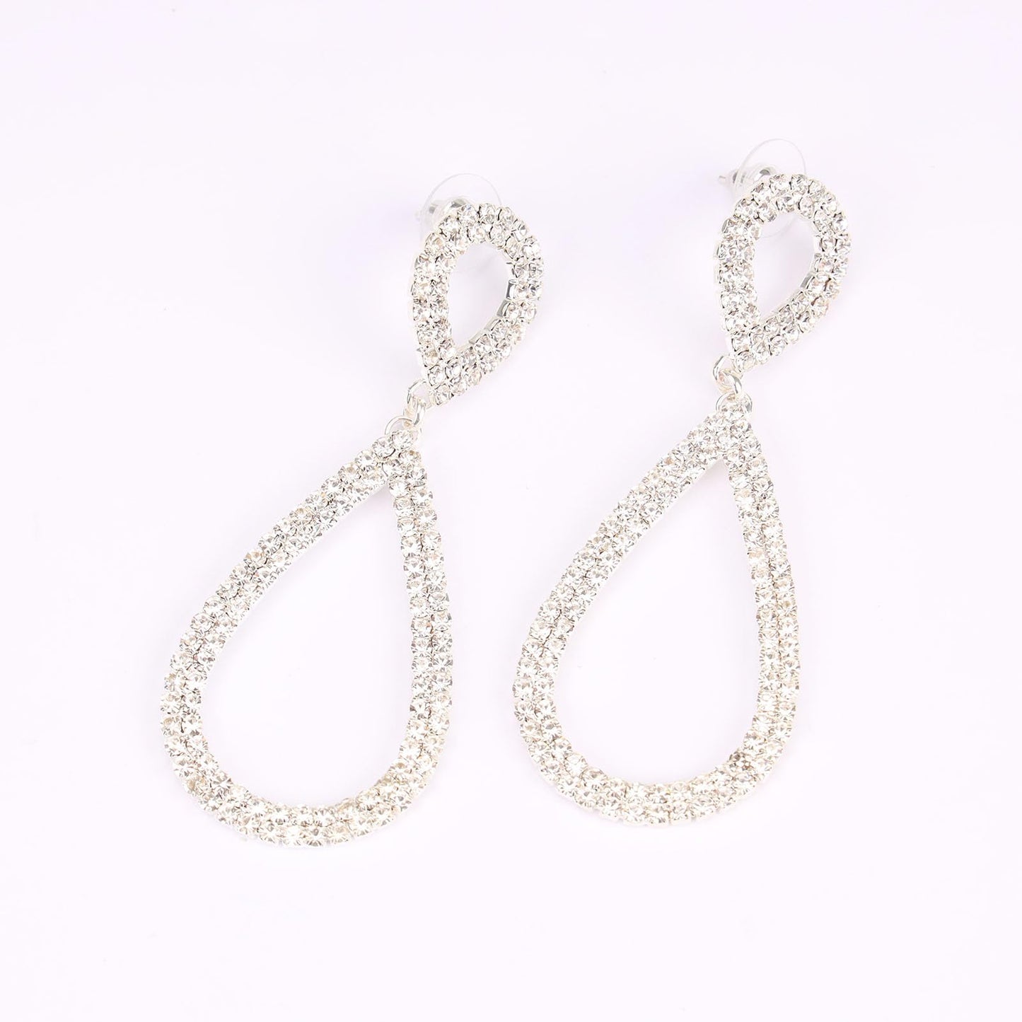 Legitta Rhinestone Teardrop Long Drop Earrings Cubic Zirconia Statement Geometric Dangle with Studs for Women Wedding Jewelry
