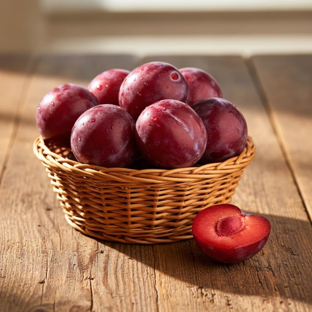 Methley Plum Tree Live Plant, Red Plum Plant Live, Well Rooted, 3 Feet Tall, Sweet Plum Tree for Outdoor Planting, No Ship to CA