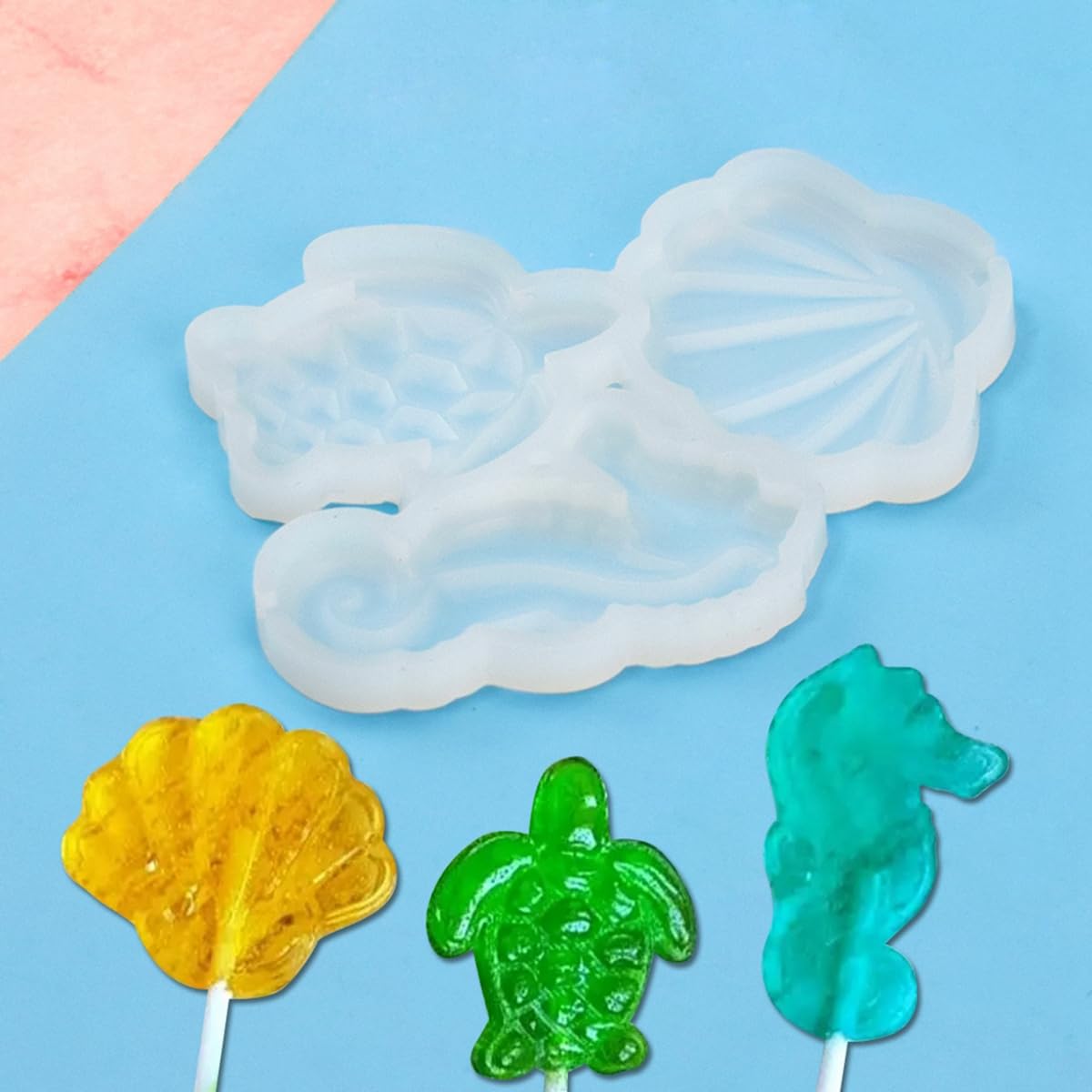 mostsom 2pcs/lot Sea Turtle Seahorse Shape Silicone Lollipop Candy Mold Homemade Kids Cake Chocolate Cookies Decorating Tools Mould Baking Pastry (E_ Turtle)