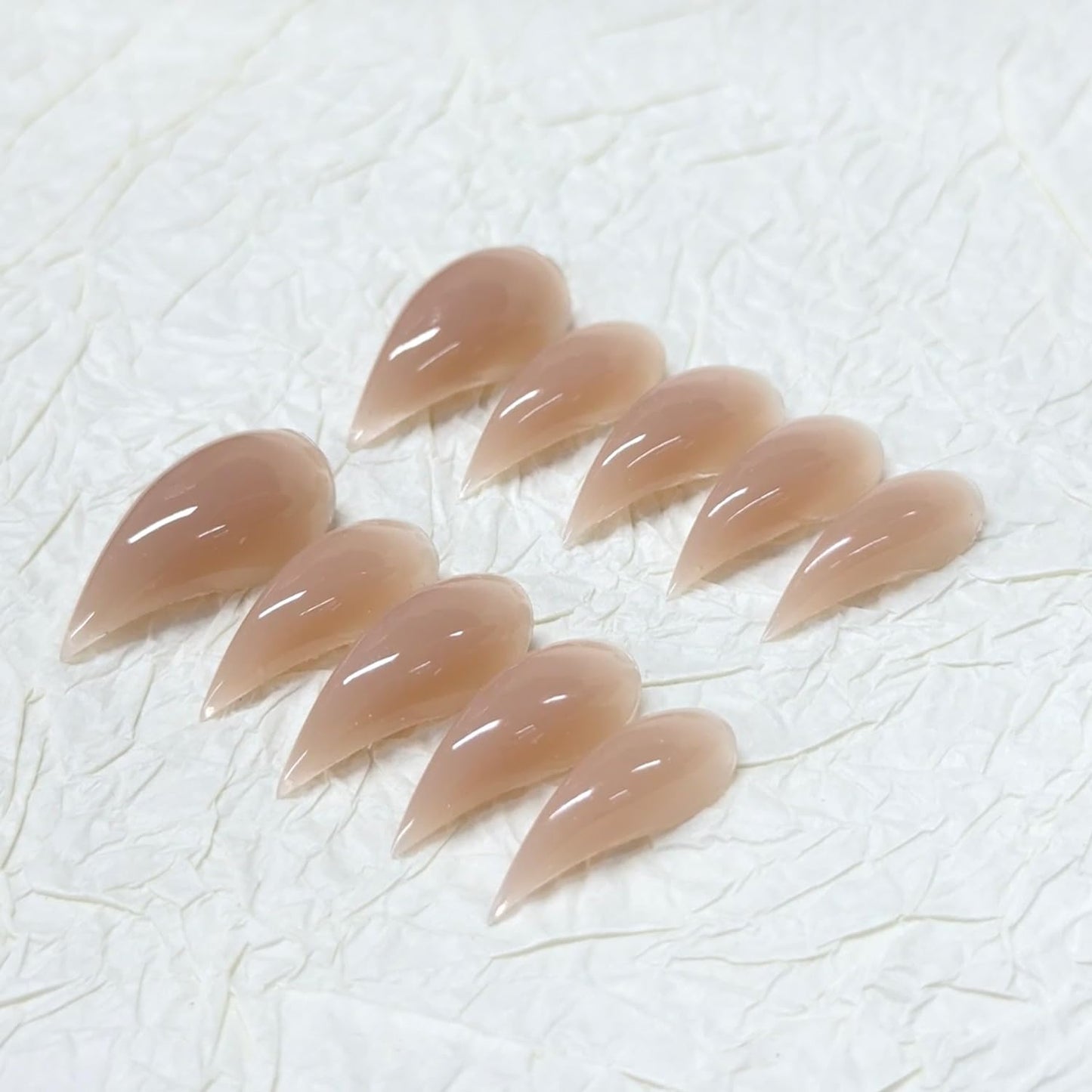 10 Pcs Luxury Medium Press on Nails Curved Stiletto Handmade Nails Press Ons Full Cover Glossy Dragon Claw Nude False Nails Reusable Acrylic Eagle Claw Stick on Nail for Women(Size M)
