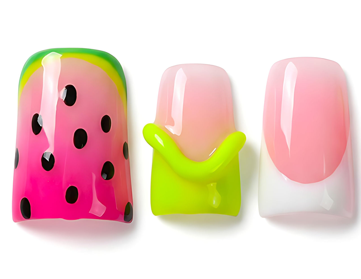 Handmade Press on Nails 3D Cute Glue on Nails for Women, Luxury Duck Nail Art Design, Fake Nails with 3D Nail Charms Size M 1