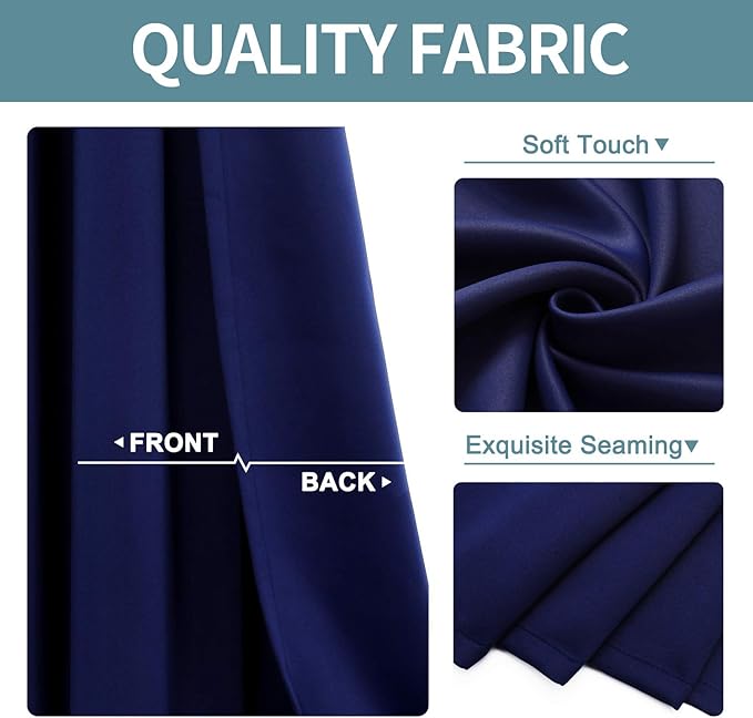 ChrisDowa Grommet Blackout Curtains for Bedroom and Living Room - 2 Panels Set Thermal Insulated Room Darkening Curtains (Navy Blue, 52W x 95L )in