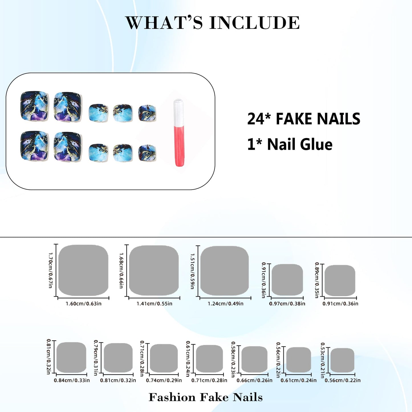 IMRAIN Press on Toe Nails Short Square Fake Toenails Full Cover Matte Glue on Toe Nails Full Cover Acrylic Summer False Toenails with Purple Starry Sky Pattern Designs 24Pcs