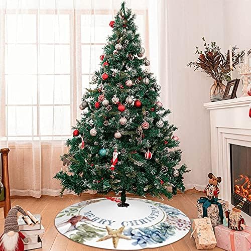36" Christmas Tree Skirt, Tropical Coastal Beach Theme Xmas Tree Skirt for Christmas Decorations Skirt Xmas Holiday New Year Party Tree Mat Decor Indoor Outdoor