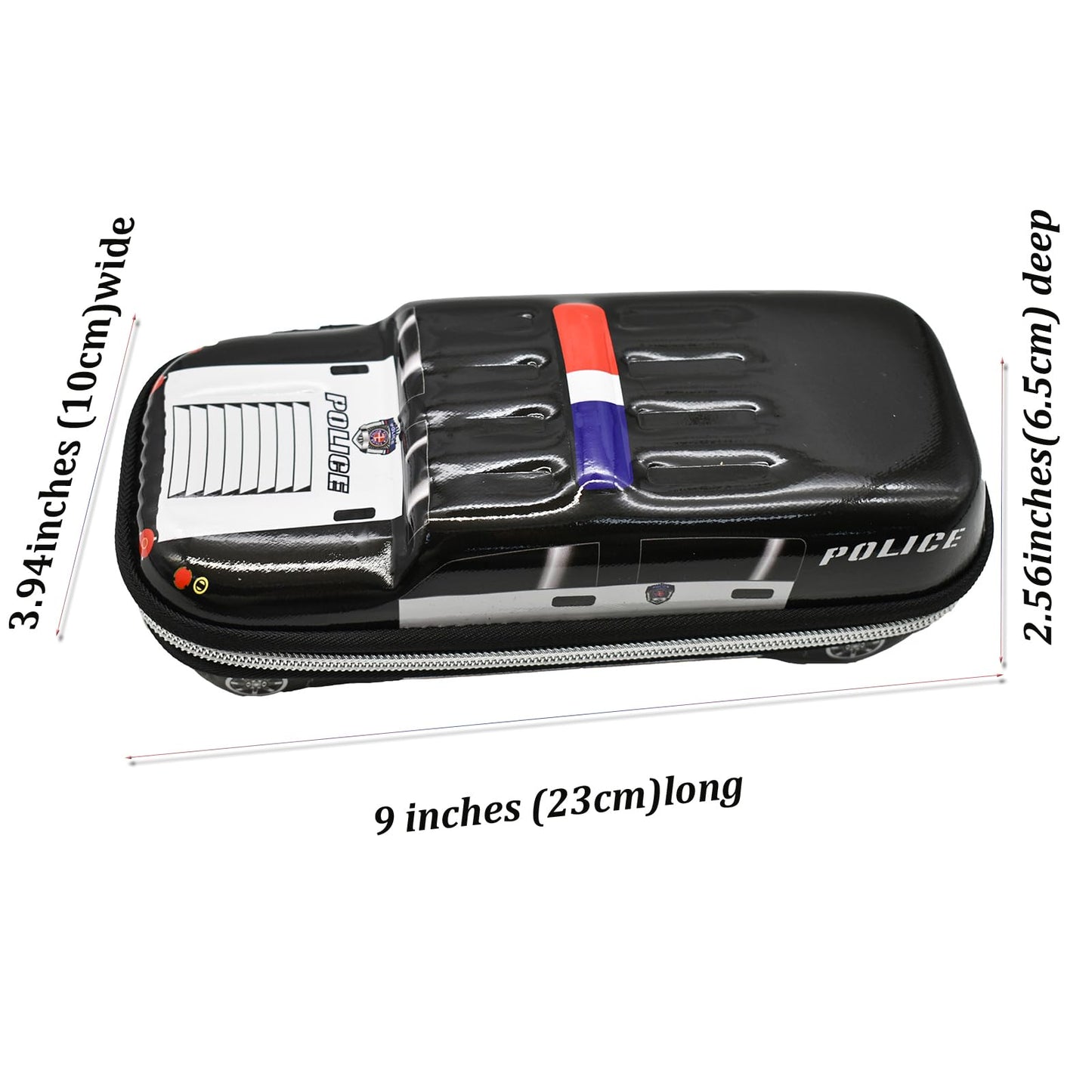 Lopenle Cool SUV Police Car Pencil Case Large Capacity Pencil Box Novelty Pencil bag Storage box Black Waterproof Made of EVA Material…