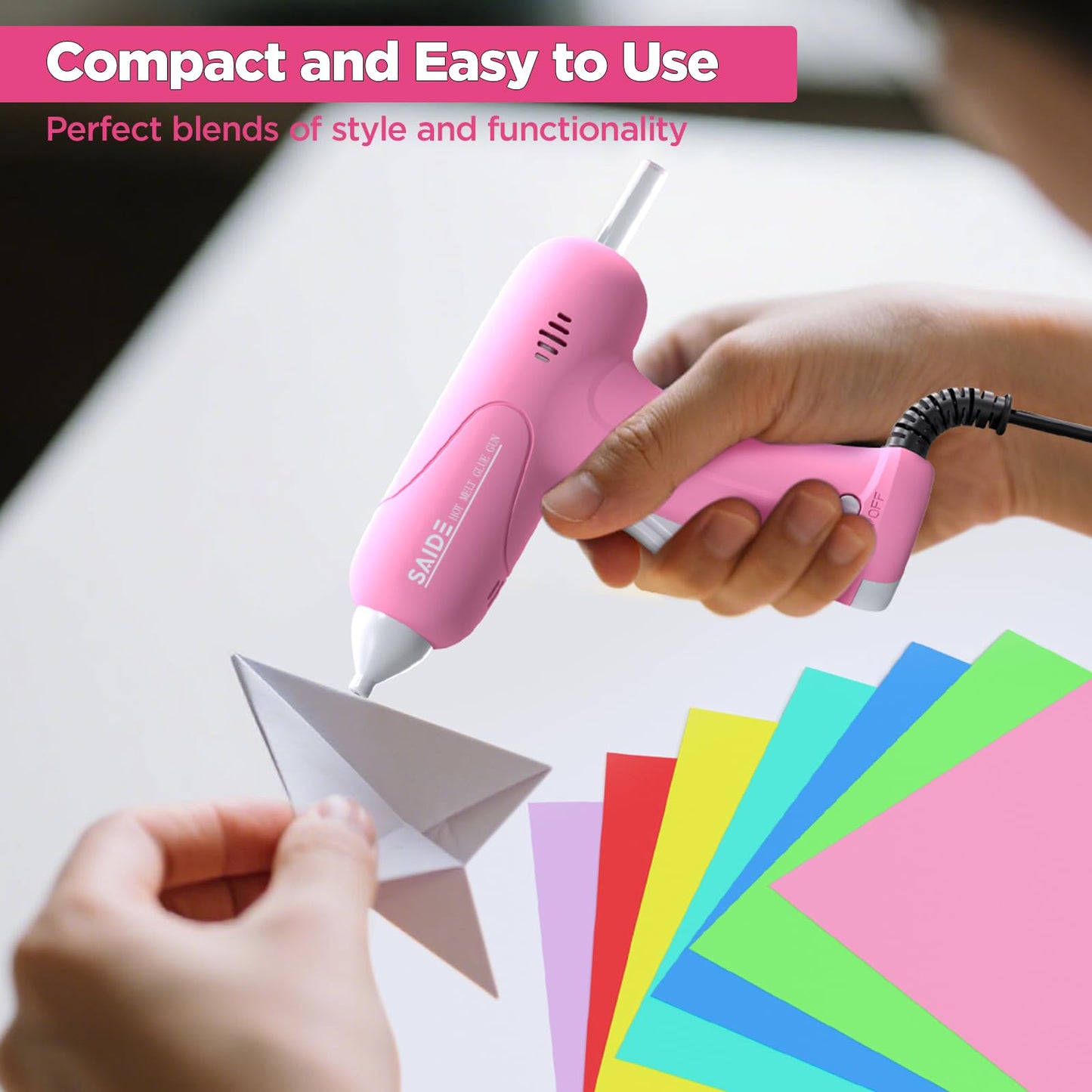 Hot Glue Gun Kit, Anti-Scald Nozzle, Fast Heating Mini Melt Gun with 30pcs Glue Sticks for Crafting, DIY, Art, Home Quick Repairs(Pink)