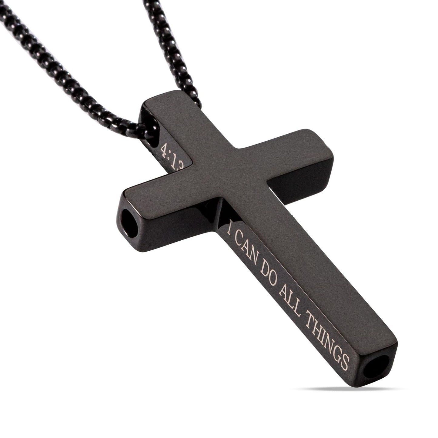 FUNPAR Cross Breathing Necklace, Breathlink Quit Smoking Aid, Inspirational Bible Verse Anti-Anxiety Mindfulness Necklace, Premium Stainless Steel Breathwork Tool, Anxiety Relief Items Gift(BL 4:13)