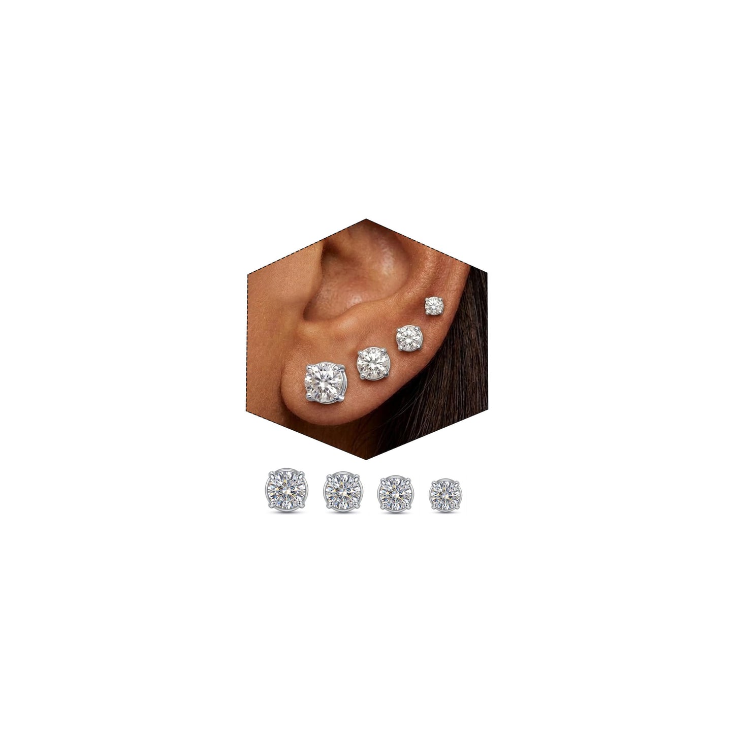 Men's Magnetic Earrings - Non Piercing Clip On Studs,Hypoallergenic Magnet Earrings for Men,Bling Design for Women, Aretes de Imanes Para Hombre