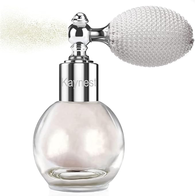 Pearl White Highlighter Spray, Loose Shimmer Powder High Gloss Makeup Mist for Body, Face, Hair, Long Lasting Glitter Hairspray for Festive Party, Stage Shows, Nightclubs, Bar