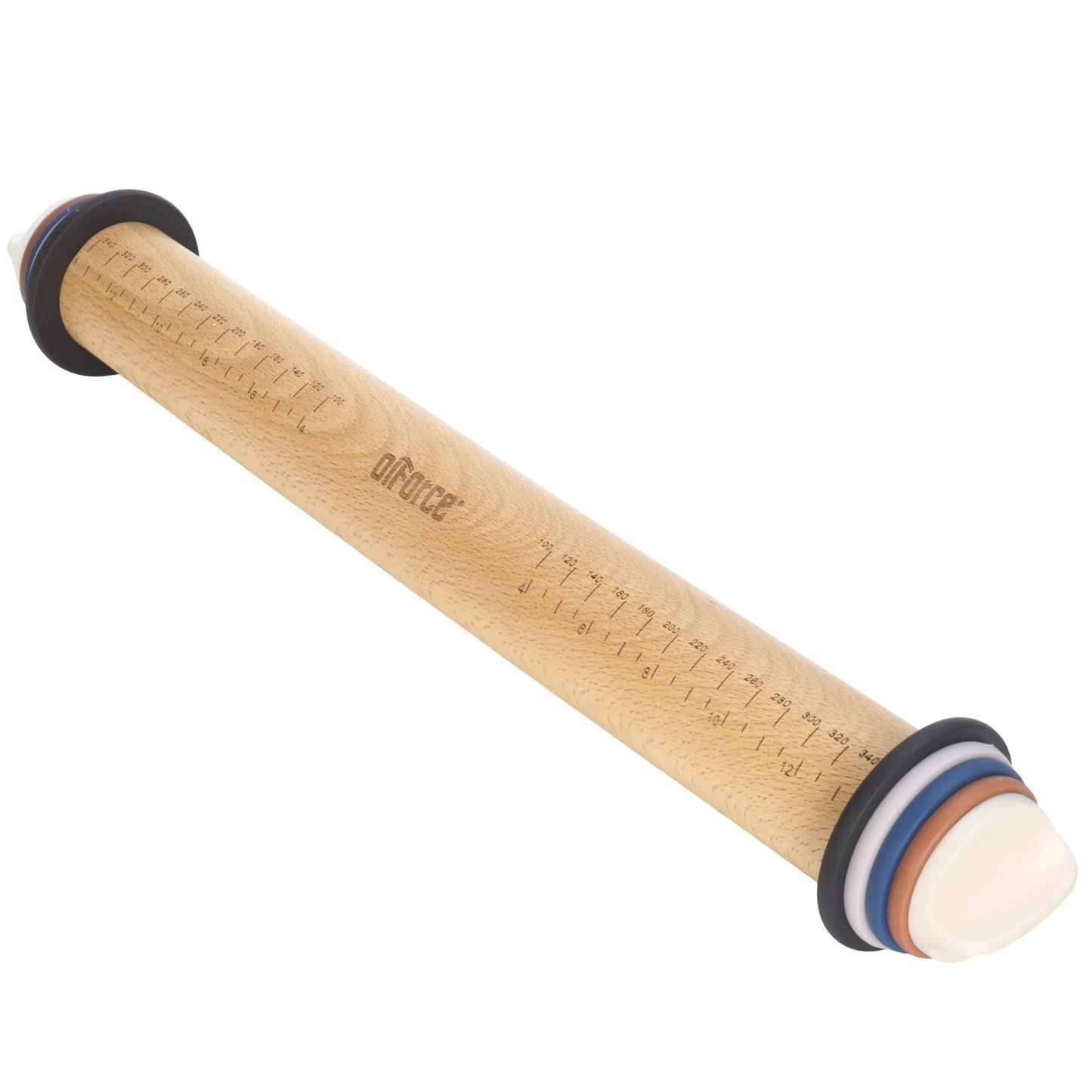 Oiforce Rolling Pin with Adjustable Thickness Rings, Wooden Rolling Pin for Baking, 13.6" Precise Dough Roller for Baking Fondant, Pizza, Pie, Pastry, Pasta, Cookies and More