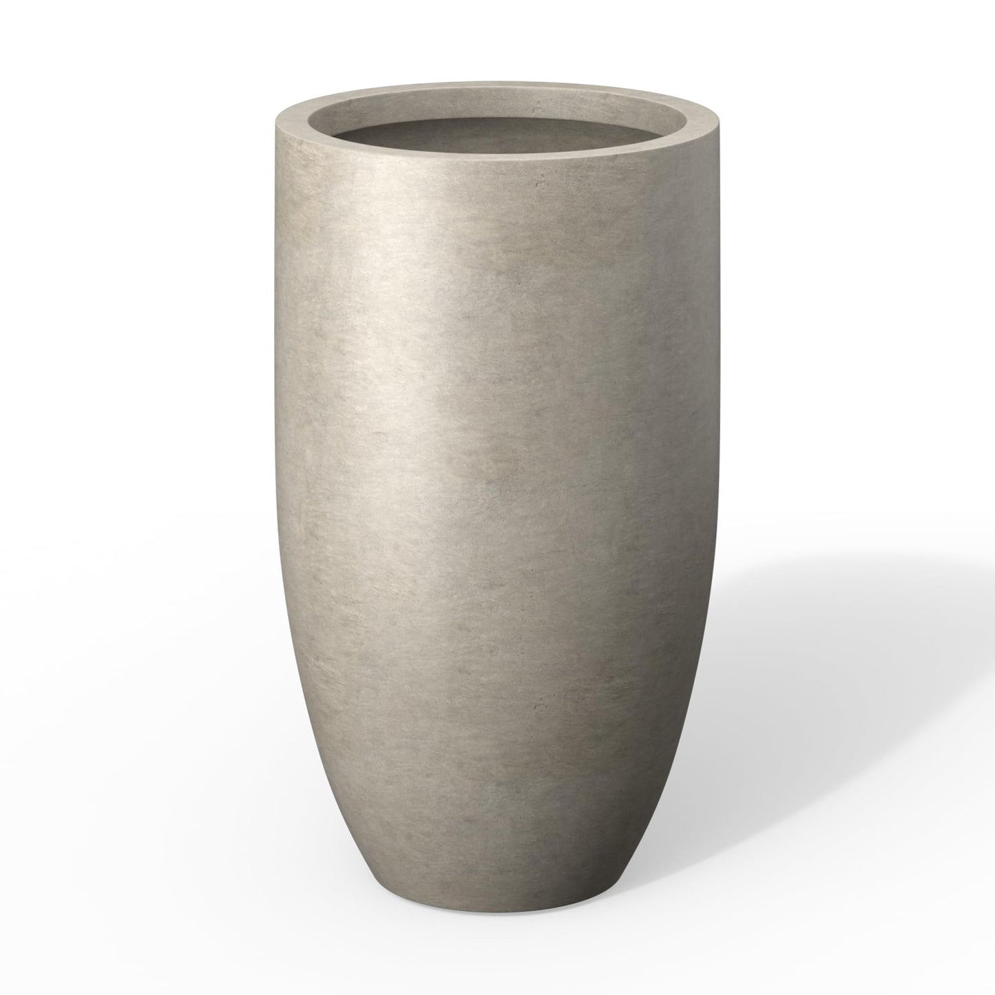 Kante 24" Tall Round Concrete Planter, Large Oval Plant Pot with Drainage Hole & Rubber Plug for Indoor Outdoor, Modern Weathered Beige Decor for Home Garden Patio