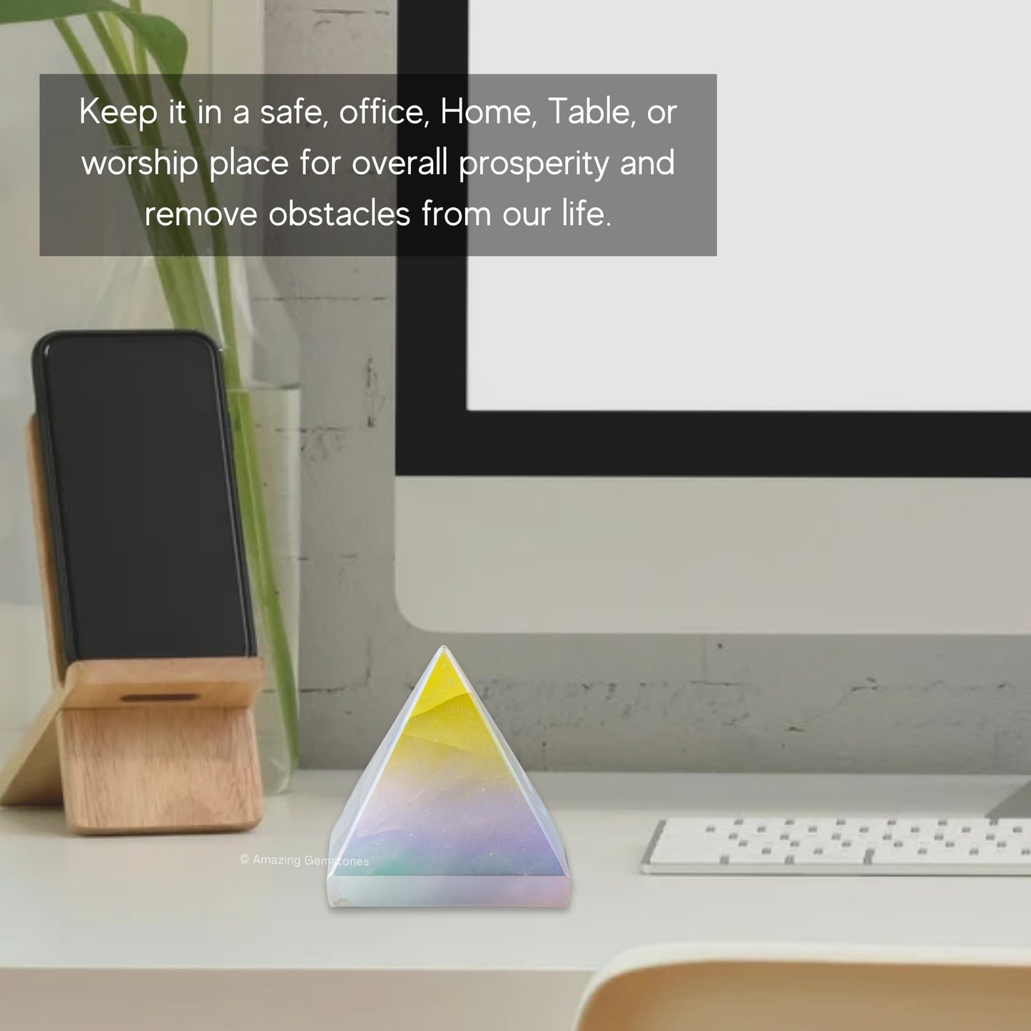 Amazing Gemstone Angel Aura Quartz Pyramid Crystal Healing Stones - 1.5" Great Pyramid Figurine of Natural Stone Pyramid for Meditation, Reiki, Chakra Balancing and Crystal Pyramids Grid