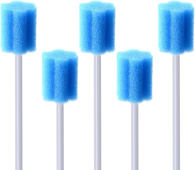 BVN Oral Care Swabs, 100 Pcs Disposable Mouth Cleaning Spong Swabs. (Blue-100pcs)