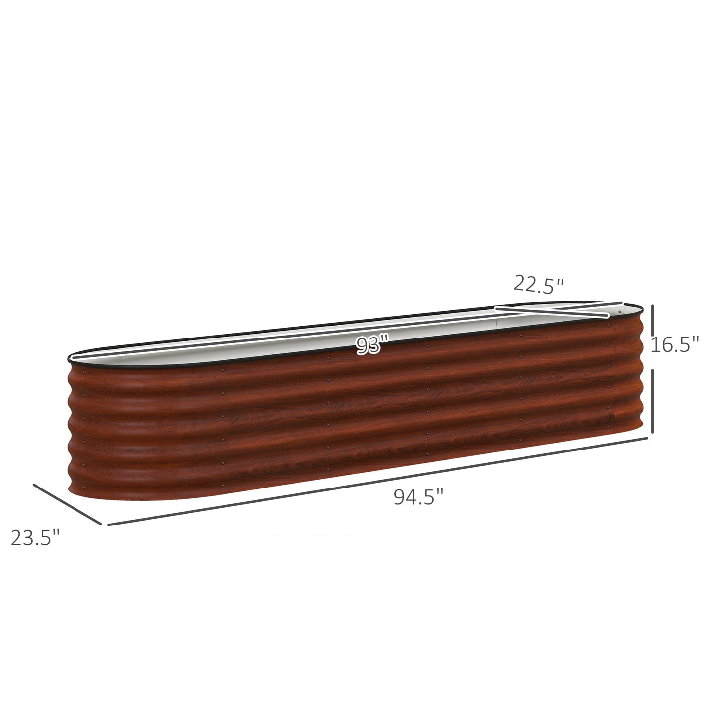 Amacv 8' x 2' x 1.4' Galvanized Raised Garden Bed Kit, Outdoor Metal Elevated Planter Box with Safety Edging, Easy DIY Stock Tank for Growing Flowers, Herbs & Vegetables, Brown
