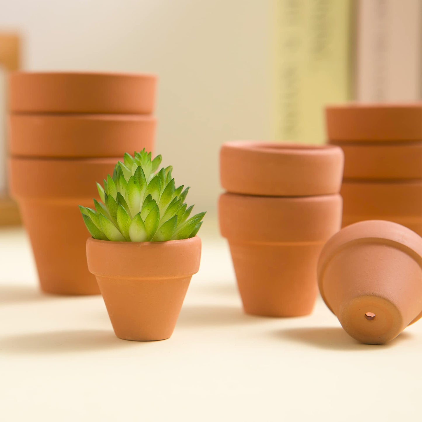 Fcacti Mini Terracotta Pots with Drainage Holes-1.2 inches Succulent Cactus Nursery Planter,Tiny Clay Nursery Pots for Tiny Cactus Herb lithop,Home Garden Table DIY Hand Craft Gift Decoration-100 Pack