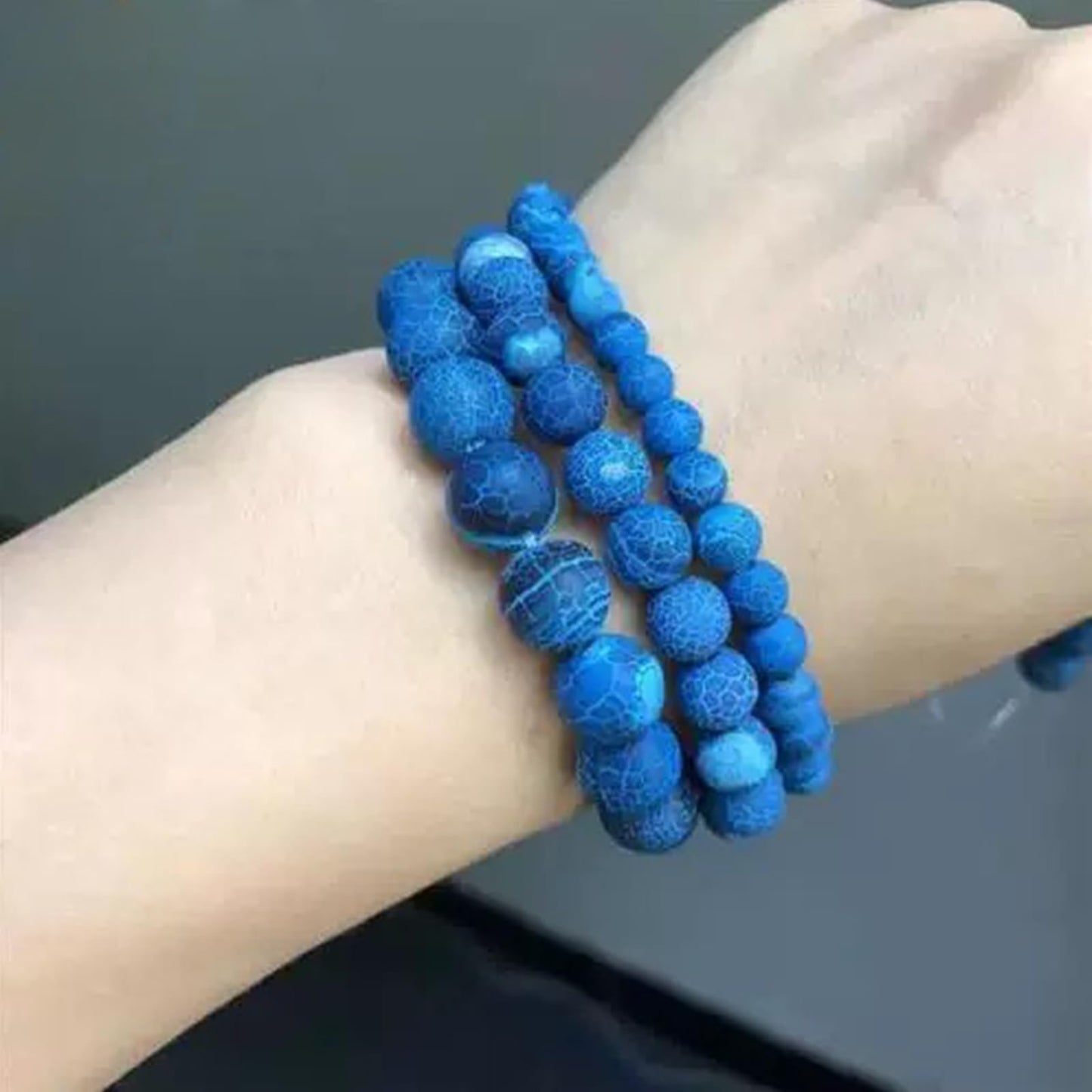 6mm Deep Blue Matte Oxidized Natural Stone Beads Round Loose Beads for Jewelry Making Yochus DIY Beads Bracelet Necklace