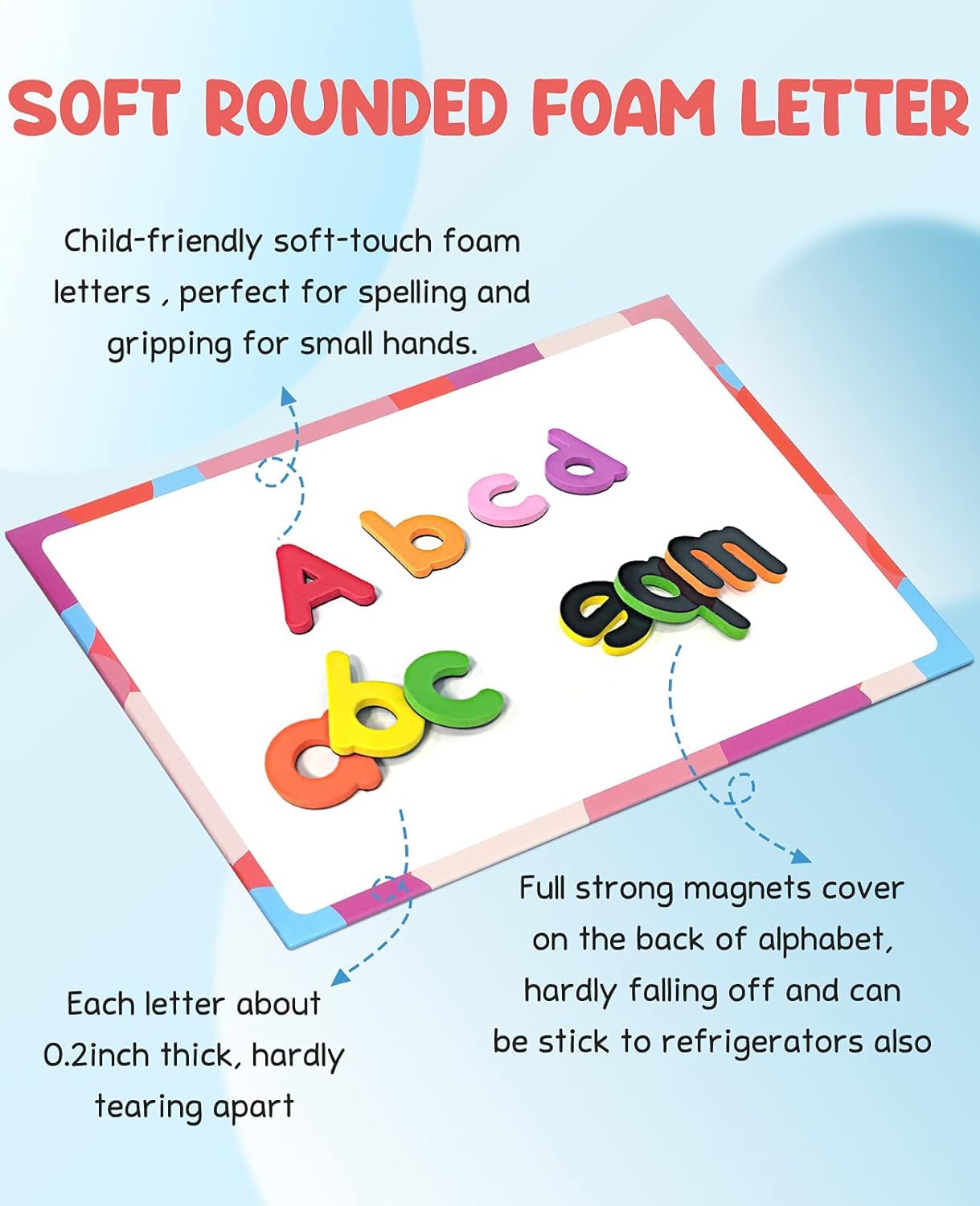 VoSinrly Classroom Magnetic Letters Kit Colorful 234 Pcs with Double - Side Magnet Board - Foam Alphabet Letters for Preschool Kids Toddler Spelling and Learning - Fridge Magnets ABC Education Toys