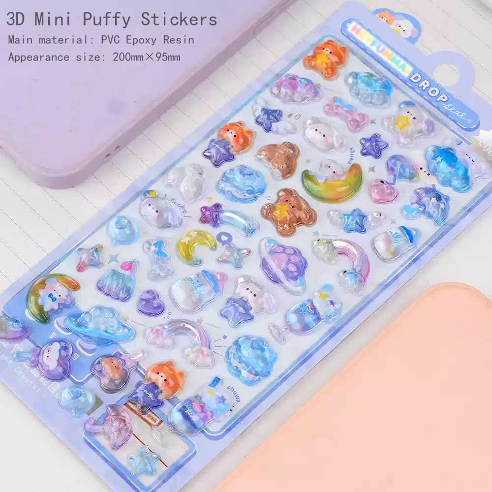 3D Cute Mini Puffy Stickers,10 Sheets 500+Kawaii Air Decorative Stickers HEYFUMMAI for Phone Case Or DIY Planners Notebooks Scrapbooks Handbooks Decoration ﻿