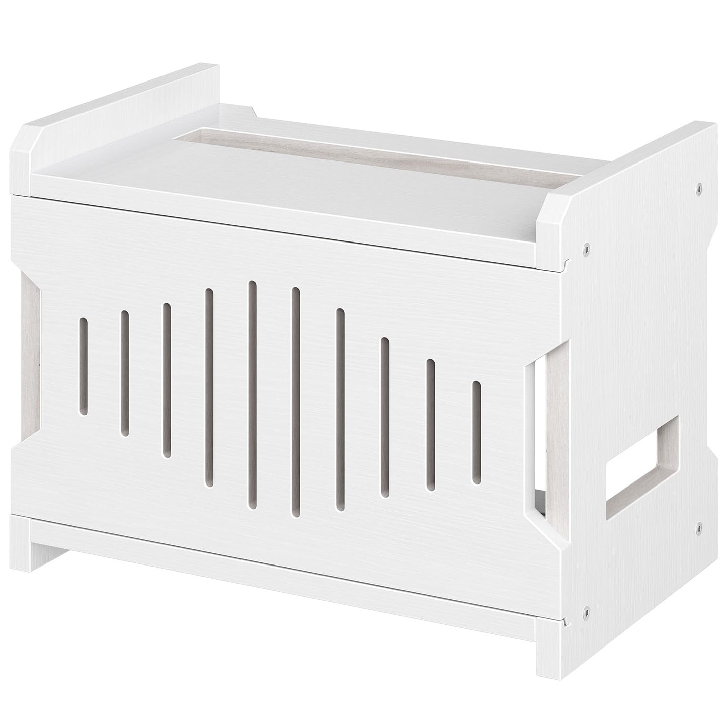 HOOBRO Wi-Fi Router Box Hider, WiFi Router Storage Box with Cable Management & Ventilation, Decorative Router Cover for Modem, Power Strip & Wires, Space Saving Tabletop Shelf, White WT125CJ01