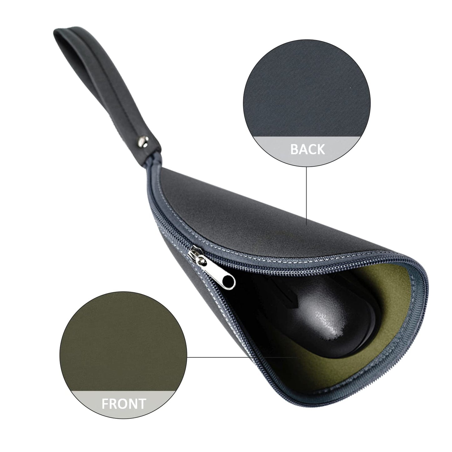 OLizee 2 in 1 Convertible Round Travel Mouse Pad Mat and Case with Zipper Pouch for Outdoor Business Trip